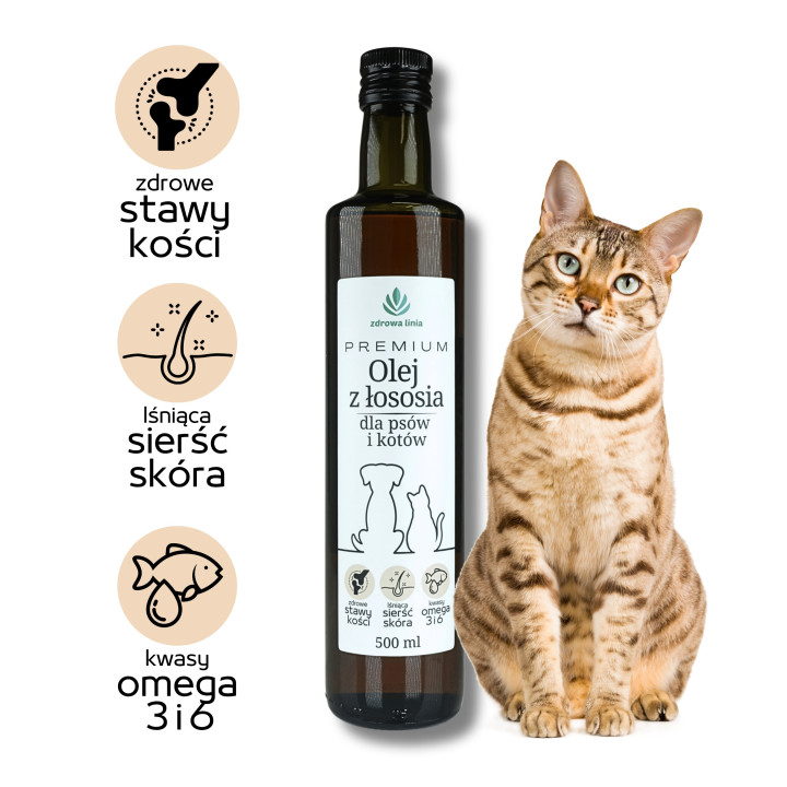 PREMIUM olej z łososia dla psów i kotów