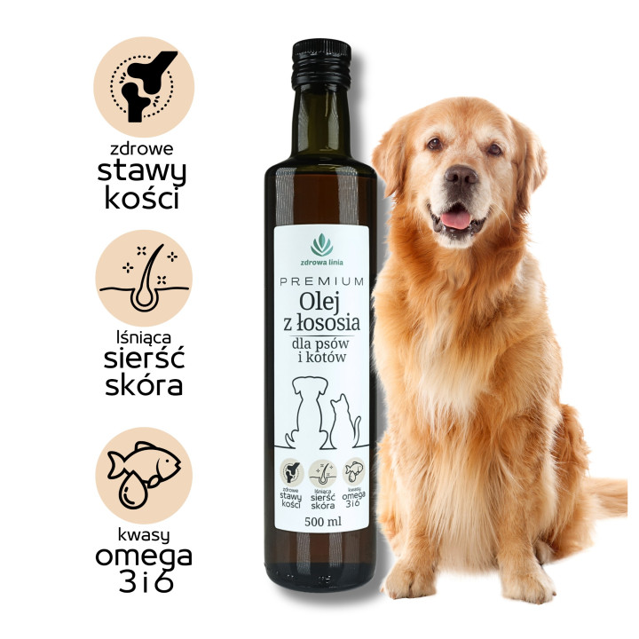 PREMIUM olej z łososia dla psów i kotów