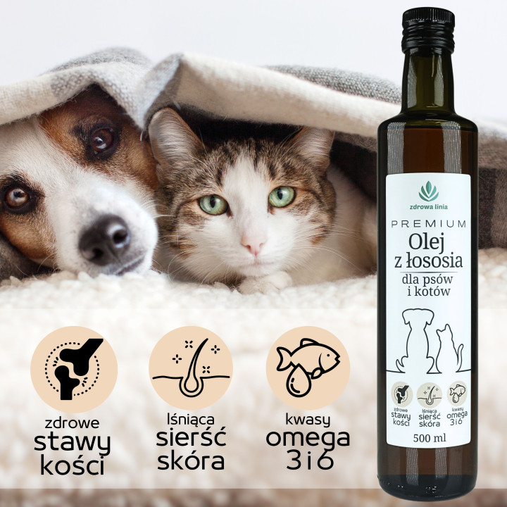 PREMIUM olej z łososia dla psów i kotów