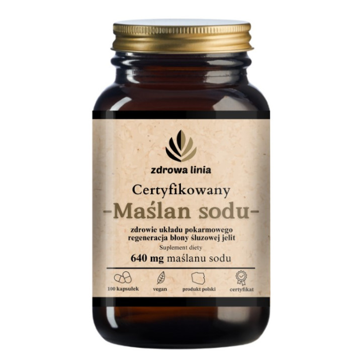 Certyfikowany Maślan Sodu 640 mg kwas masłowy na jelita trawienie IBS