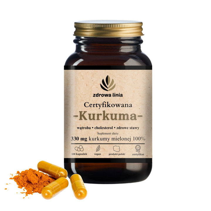 Certyfikowana Kurkuma 330 mg 100 kapsułek