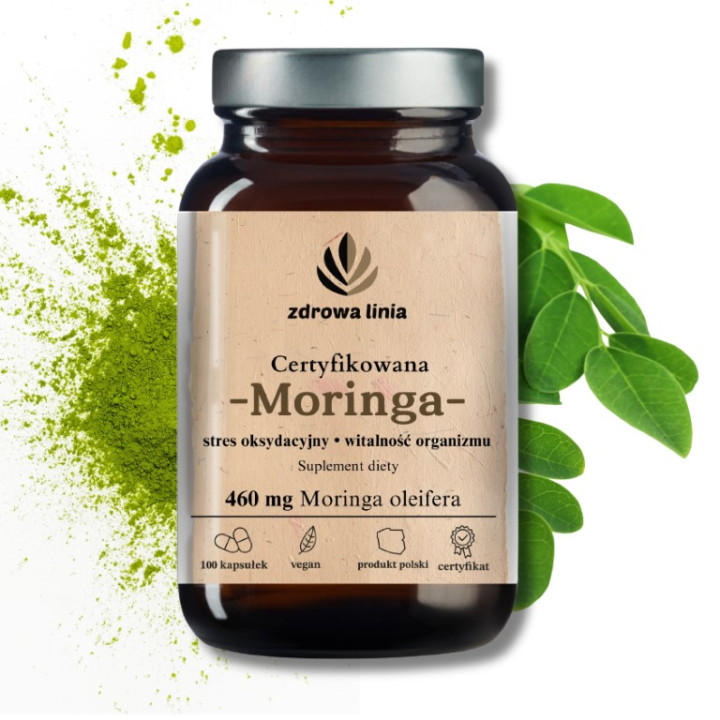 Certyfikowana Moringa 460 mg Moringa oleifera vege caps 100 szt