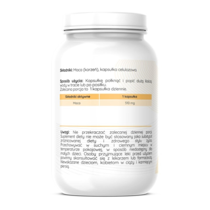 Maca Żeń- szeń peruwiański czysty bez dodatków 510 mg vege caps 100 sztuk Herbalab