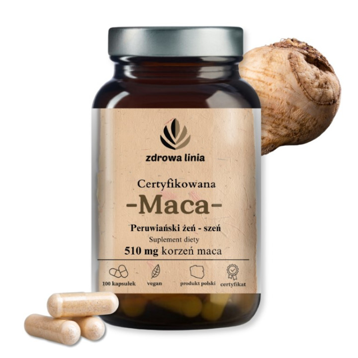 Certyfikowana Maca 510 mg bez dodatków peruwiański żeń-szeń