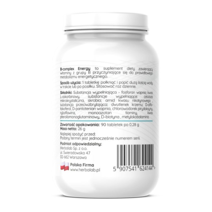 B complex Energy B1,B2,B3,B5,B6,B12,Biotyna 90 tabletek Herbalab