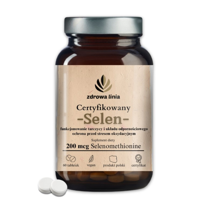 Certyfikowany Selen 200 mcg Selenmethionine 60 tabletek Zdrowa Linia