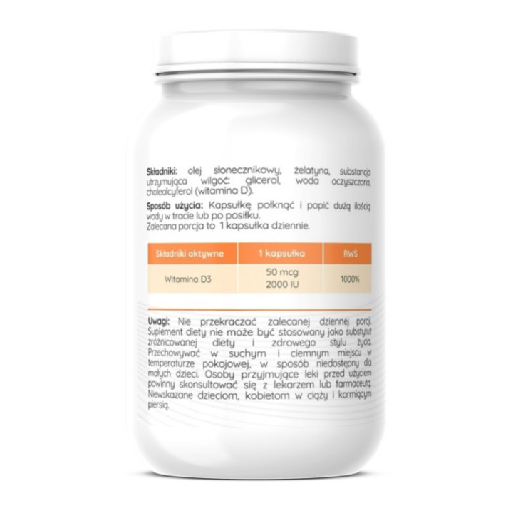 Witamin D3 2000 IU 60 żelowych kapsułek Herbalab
