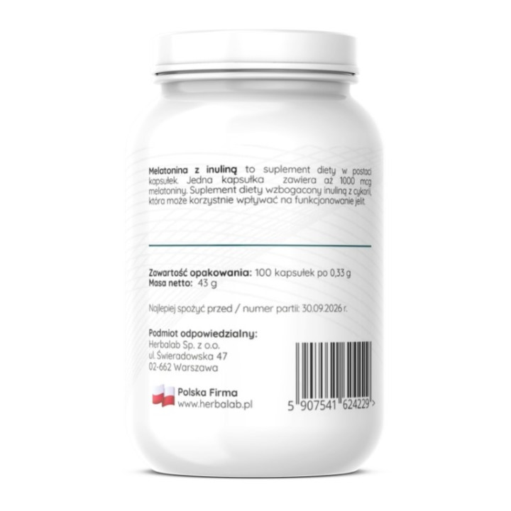 Melatonina z inuliną FORTE 1000 mcg 100 kapsułek Herbalab
