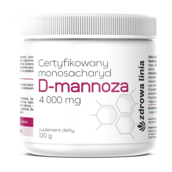 D-Mannoza D-mannose 4000 mg CZYSTA bez dodatków 120g Miarka GRATIS