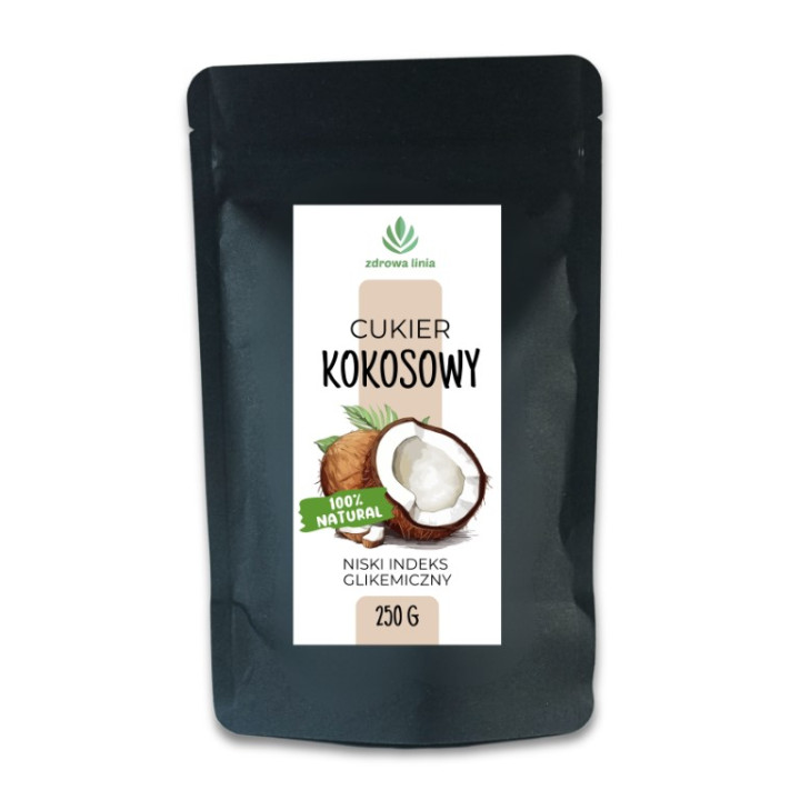 Cukier kokosowy naturalny 250 g zdrowy zamiennik cukru niskie IG 100 % natural