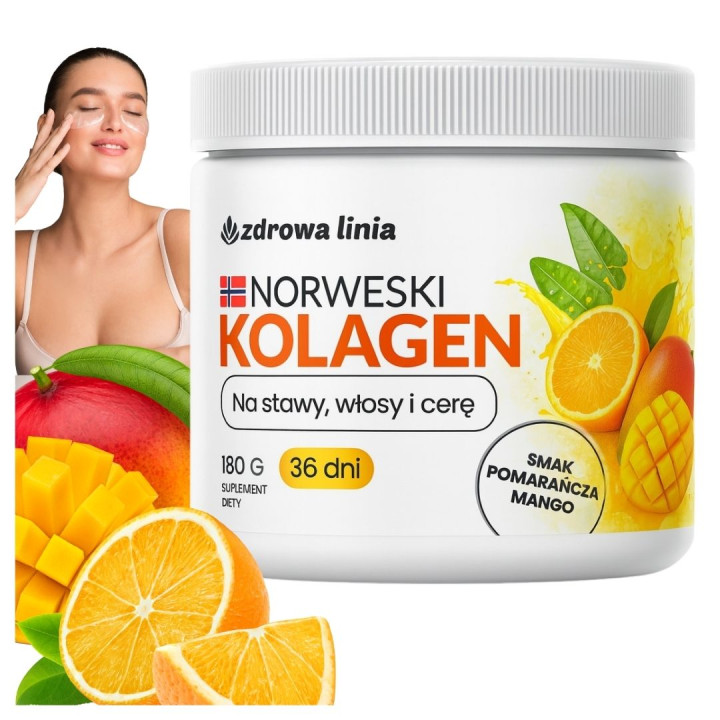 Kolagen Rybi NORWESKI stawy włosy cera smak mango pomarańcza