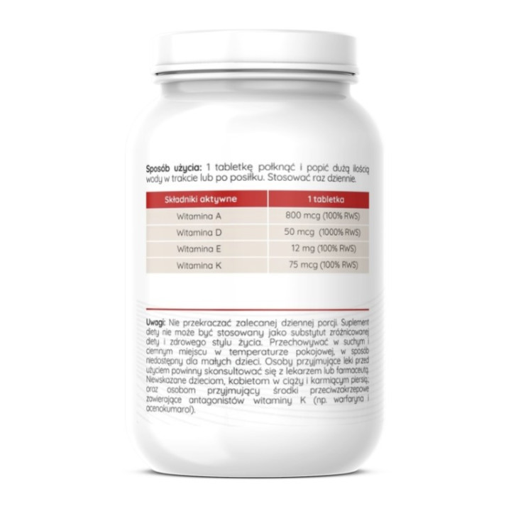 Herbalab ADEK Forte kompleks A,D3,E,K2 MK-7 - 1 tabletka dziennie 60 sztuk