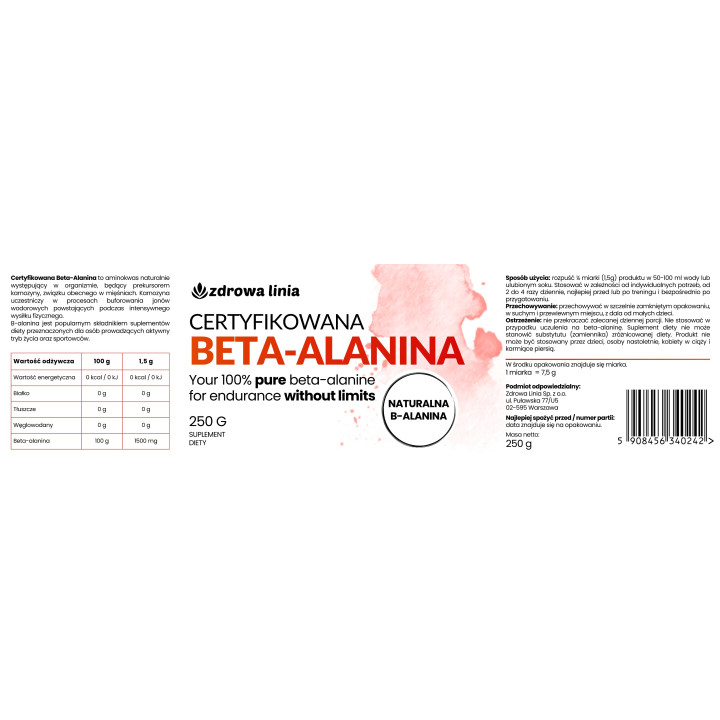 Beta-Alanina 100% Aminokwasy 250g CZYSTA