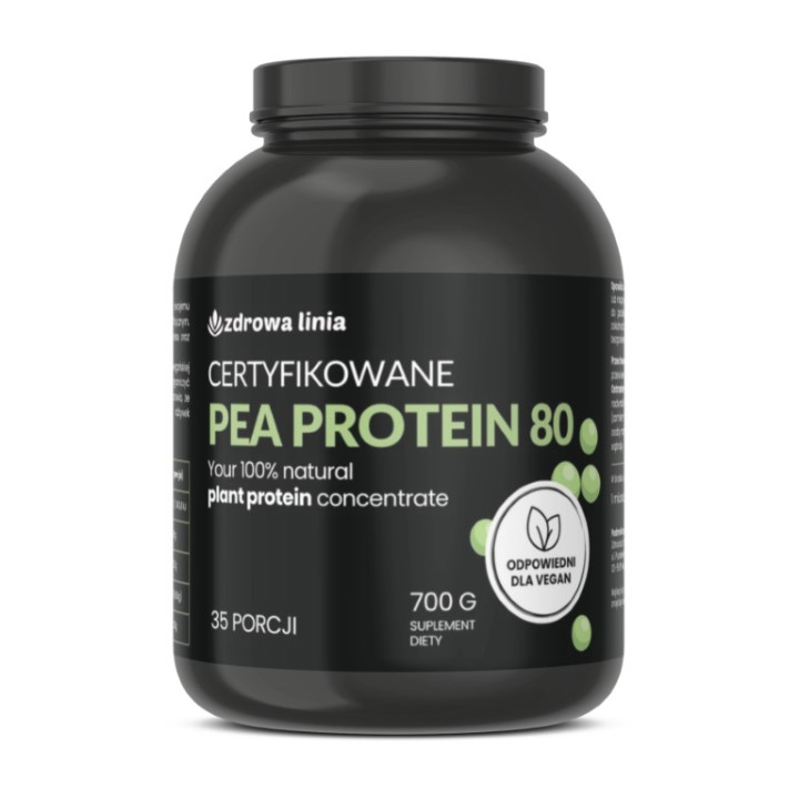Białko 80% PEA PROTEIN 700g BIAŁKO Z GROCHU WEGAŃSKIE VEGE + miarka GRATIS