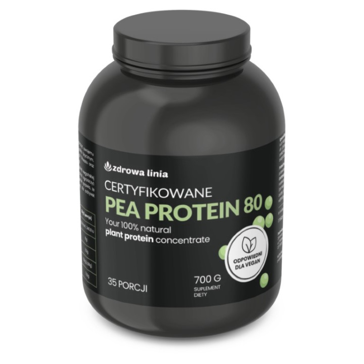 Białko 80% PEA PROTEIN 700g BIAŁKO Z GROCHU WEGAŃSKIE VEGE + miarka GRATIS