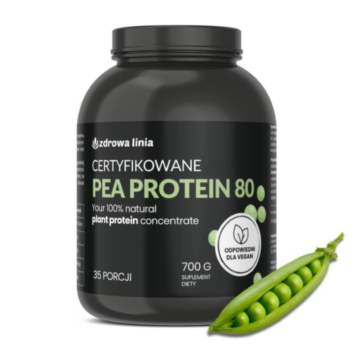 Białko 80% PEA PROTEIN 700g BIAŁKO Z GROCHU WEGAŃSKIE VEGE + miarka GRATIS