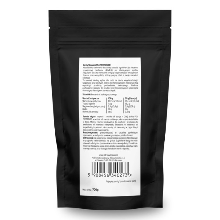 Białko 80% PEA PROTEIN 700g BIAŁKO Z GROCHU WEGAŃSKIE VEGE