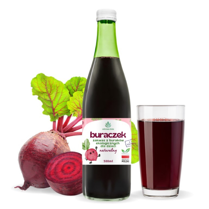 Zakwas Buraczany dla Dzieci 100% naturalny łagodny 500ml zakwas z buraków