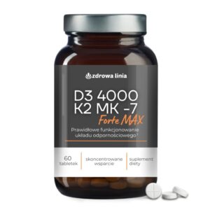 WITAMINA D3+K2 MK-7 FORTE MAX 4000 IU ODPORNOŚĆ SERCE KOŚCI ZĘBY